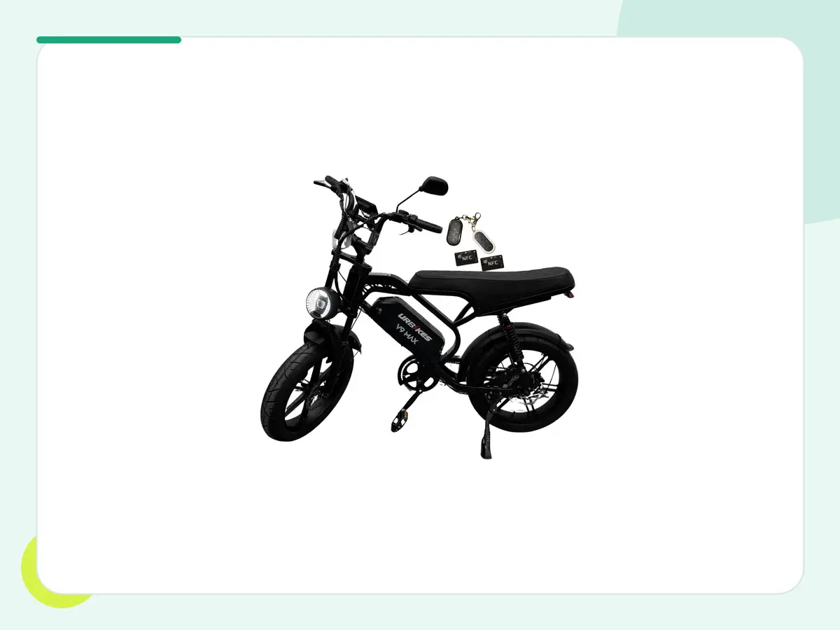 Bicicleta elétrica V9 Max 1000W preta com chaves NFC